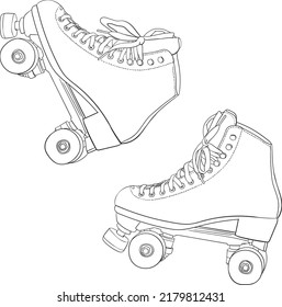 Rollerskates line drawing vector illustration