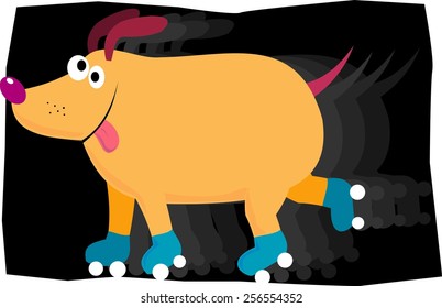 Rollerskating dog