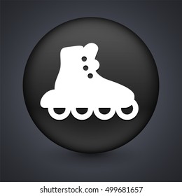 Rollerskating on Black Round Button