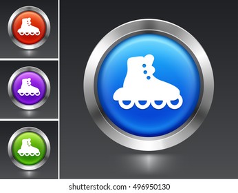 Rollerskating on Blue Round Button