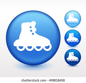 Rollerskating on Blue Round Button