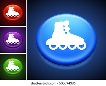 Rollerskating on Blue Round Button