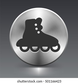 Rollerskating on Silver Round Button