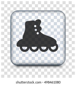 Rollerskating on Transparent Square Button