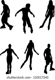 rollerskating silhouettes vector