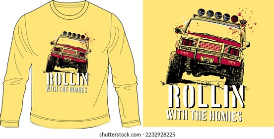 rollin with homies t shirt graphic design vector illustration digital file