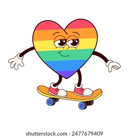 Rollin' with Pride: Groovy LGBTQ+ Heart on Skate