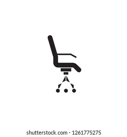 Rolling armchair black vector concept icon. Rolling armchair flat illustration, sign