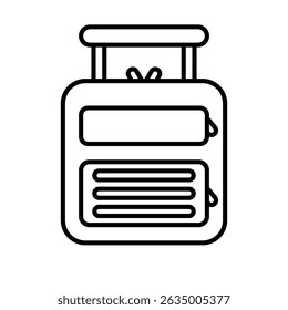 Rolling bag outline icon isolated on white background