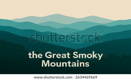 The rolling Blue Ridge Mountains in the Great Smoky Mountains National Park, captured at sunrise with a soft mist rising from the valleys