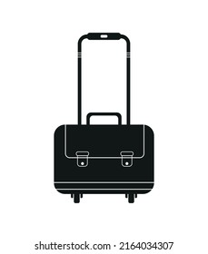 Rolling Briefcase Icon, Portfolio Silhouette Vector Illustration.