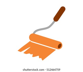 rolling brush construction repair fix engineering tool equipment image vector icon logo