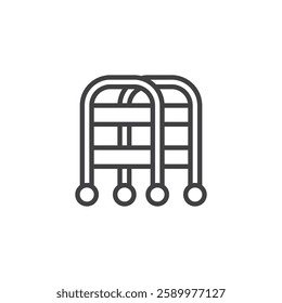 Rolling Cart line icon. linear style sign for mobile concept and web design. A portable storage cart with wheels outline vector icon. Symbol, logo illustration. Vector graphics