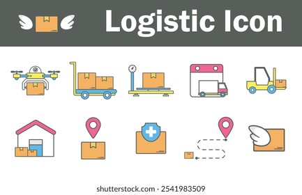 Um carrinho de rolamento com caixas empilhadas, simbolizando o movimento interno do depósito. Ícone Logístico isolar fundo branco