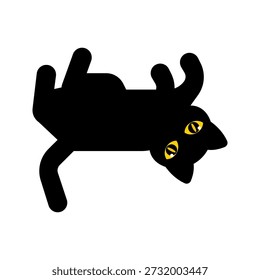 Rolling Cat Silhouette design de estilo, gato de cabeça para baixo rolando nas costas, pose engraçada e fofa grande para desenhos de humor, adesivos de mídia social e arte de personagens