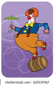 Rolling Clown / A clown dances on a barrel