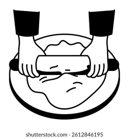 Rolling dough with hands, doodle style illustration 

