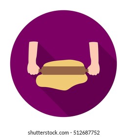 Rolling the dough icon in flat style isolated on white background. Pizza and pizzeria symbol stock vector illustration.