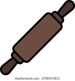 Projeto de vetor de massa de rolamento em estilo moderno, preparação de massa e conceito de processo de cozedura, cozinha de cozinha ilustração. Ícone Linha Preenchida