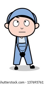 Rolling Eye - Retro Repairman Cartoon Worker Vector Illustration