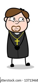 Rolling Eyes - Cartoon Priest Religious Vector Illustration