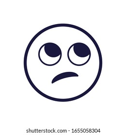 Rolling eyes emoji face flat style icon design, Cartoon expression cute emoticon character profile facial toy adorable and social media theme Vector illustration