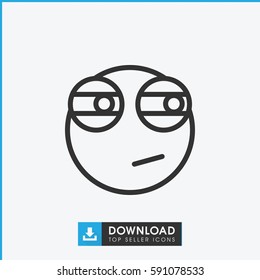 rolling eyes emoji icon. Simple outline rolling eyes emoji vector icon. On white background.