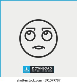 rolling eyes emot icon. Simple outline rolling eyes emot vector icon. On white background.