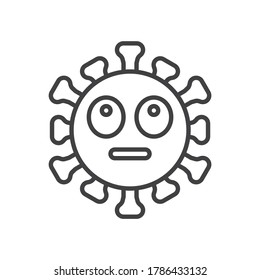 Virus Face with Rolling Eyes line icon. linear style sign for mobile concept and web design. Surprised coronavirus emoticon outline vector icon. Symbol, logo illustration. Vector graphics