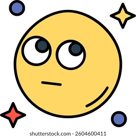 Rolling eyes Line vector Icon Design