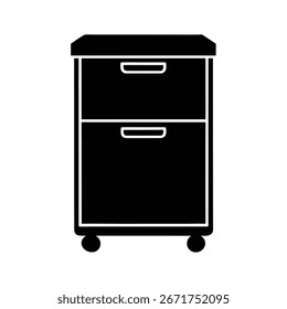 Rolling File Cabinet Silhouette Vector Art Illustration