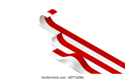Rolling flag of Indonesia, vector illustration