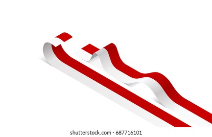 Rolling flag of Indonesia, vector illustration
