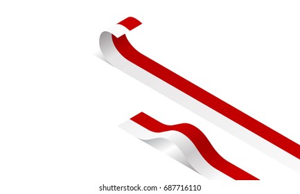 Rolling flag of Indonesia, vector illustration