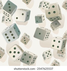 Rolling Flying Dices Diferentes tipos de dados Icono de juego de juego de apuestas Cubos de póquer Casino Win Dices aislados sobre fondo blanco