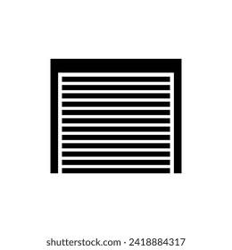 Rolling gate icon. Roller shutters. Black silhouette. Front view. Vector simple flat graphic illustration. Isolated object on a white background. Isolate.