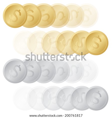 Rolling Gold and Silver Dollar Coins Ã¢Â?Â? Illustration