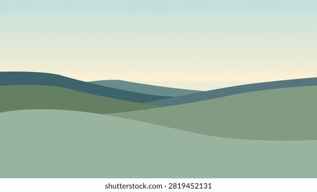 Rolling Green Hills Landscape Illustration