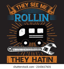 Rolling hatin t shirt design