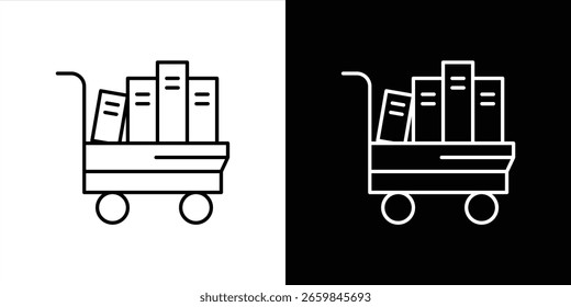 ícone rolando conhecimento. contém carrinho de livro representando biblioteca, acesso de aprendizado ícone de estilo de linha fina símbolo para seu aplicativo web. ilustração vetorial
