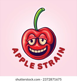 Rolling laughter funny apple weed strain vector illustrations for your work logo, merchandise t-shirt, stickers and label designs, poster, greeting cards advertising business company or brands