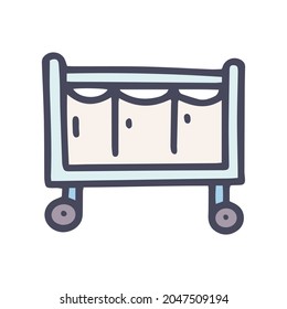 rolling laundry basket color vector doodle simple icon