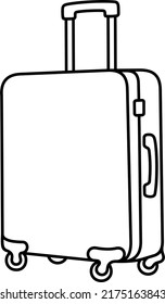 Rolling luggage for travel. Vector outline illustration.