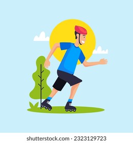rolling menat the blue sky simple flat vector illustration eps format