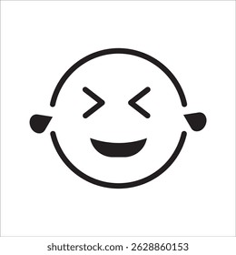 Rolando no chão rindo ícone de linha de emoticon, sinal vetorial de contorno, pictograma de estilo linear isolado no branco.