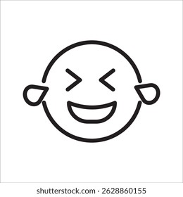 Rolando no chão rindo ícone de linha de emoticon, sinal vetorial de contorno, pictograma de estilo linear isolado no branco.