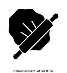 Rolling out dough. Dough being rolled with a wooden rolling pin. Vector illustration.