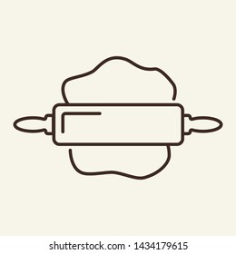 Rolling out dough line icon. Wooden roller, bread, pastry Cooking concept. Vector illustration can be used for topics like bakery, chef, recipe