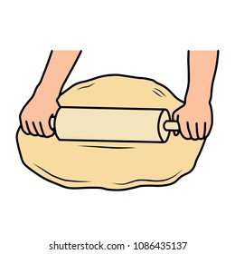 Rolling out dough. Vector illustration.