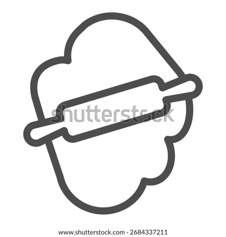 Rolling out flour dough line icon, cooking food concept. Vector graphics. Wooden roller sign on white background, outline style icon for mobile or web design